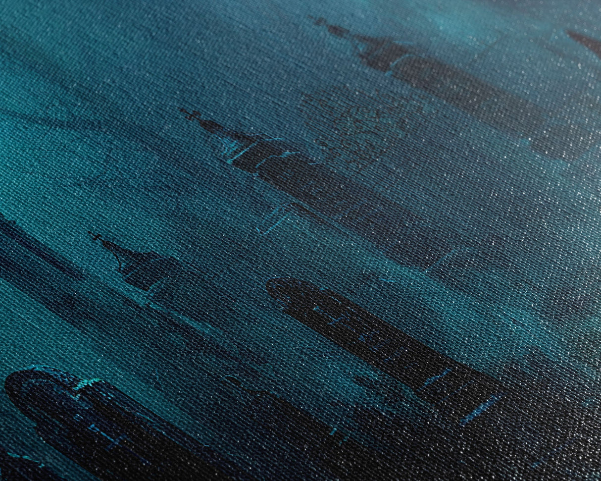 Spooky Vibes Halloween Art Framed Canvas Print, Dark Academia Oil Painting