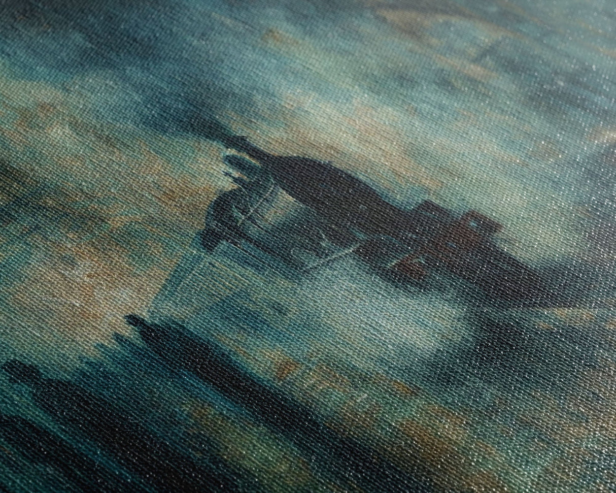 Haunted Railway, Spooky Wall Art, Framed Canvas Print, Unique Halloween Wall Art Gift Idea, Halloween Props