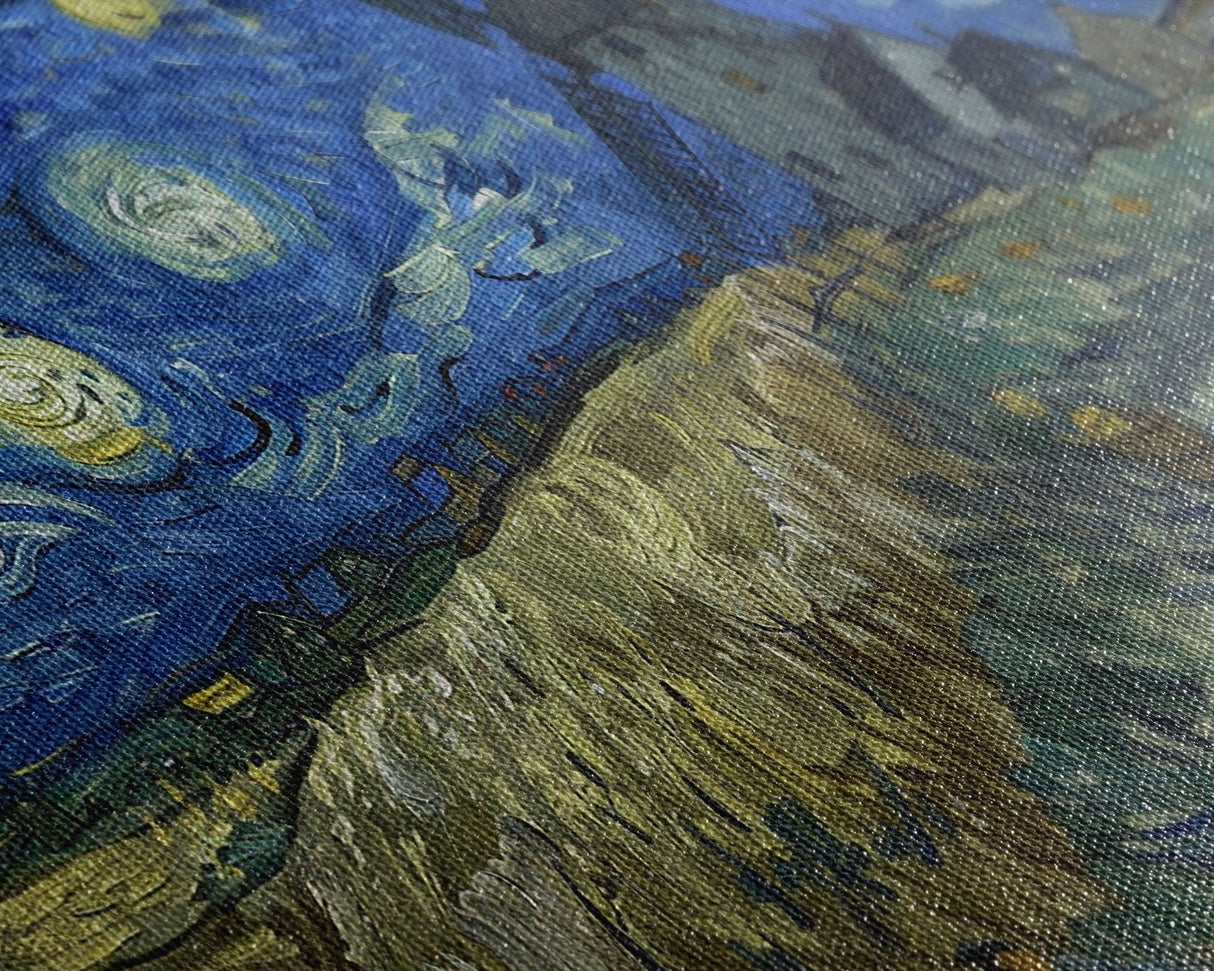 Starry Night Inspired Haunted Wind Mill, Framed Canvas Print, Spooky Halloween Wall Art