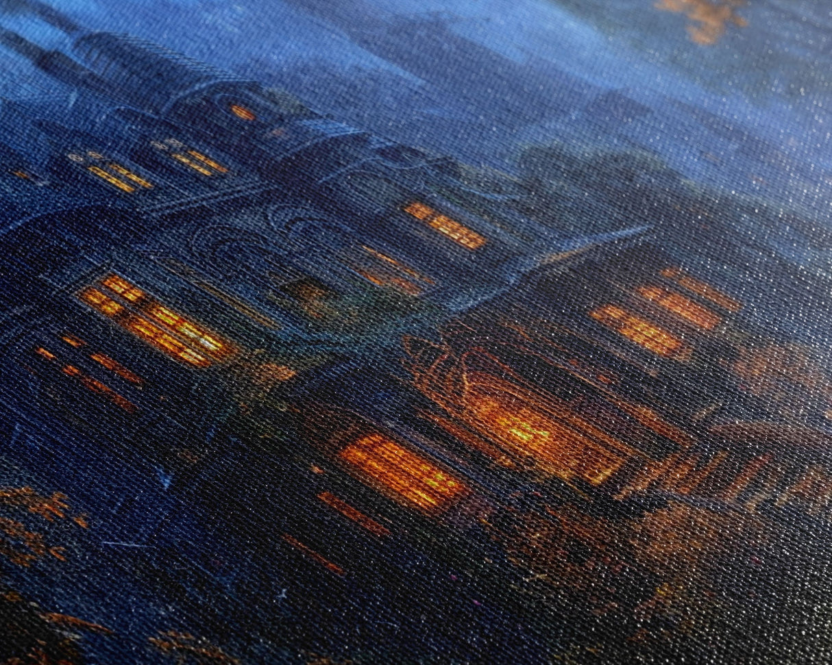 Dark Academia Victorian Mansion Framed Canvas Print, Victorian Oil Painting, Spooky Vibes Halloween Wall Art