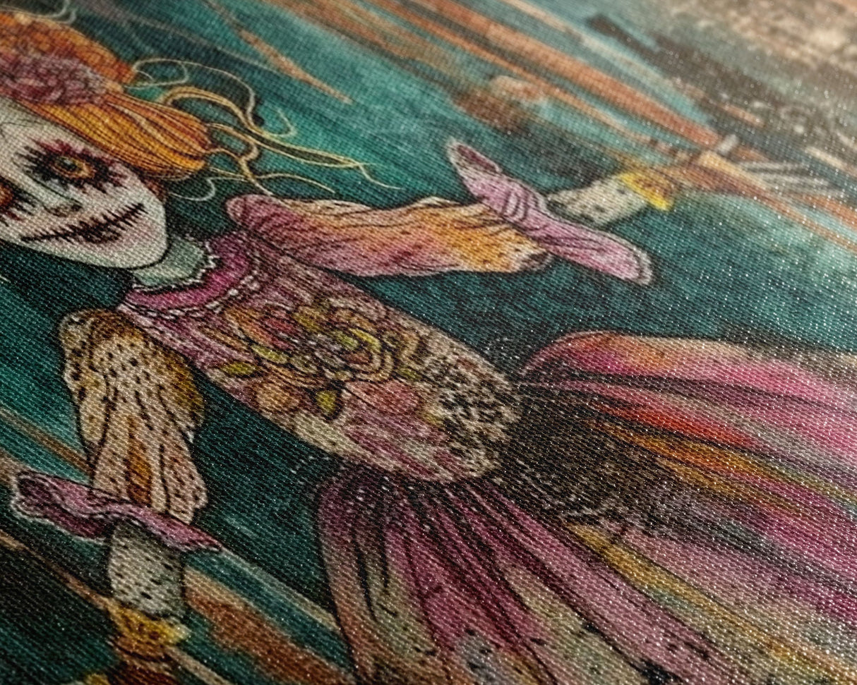 Creepy Doll Wall Art, Framed Canvas Print, Spooky Season Spooky Vibes Wall Art, Halloween Decor