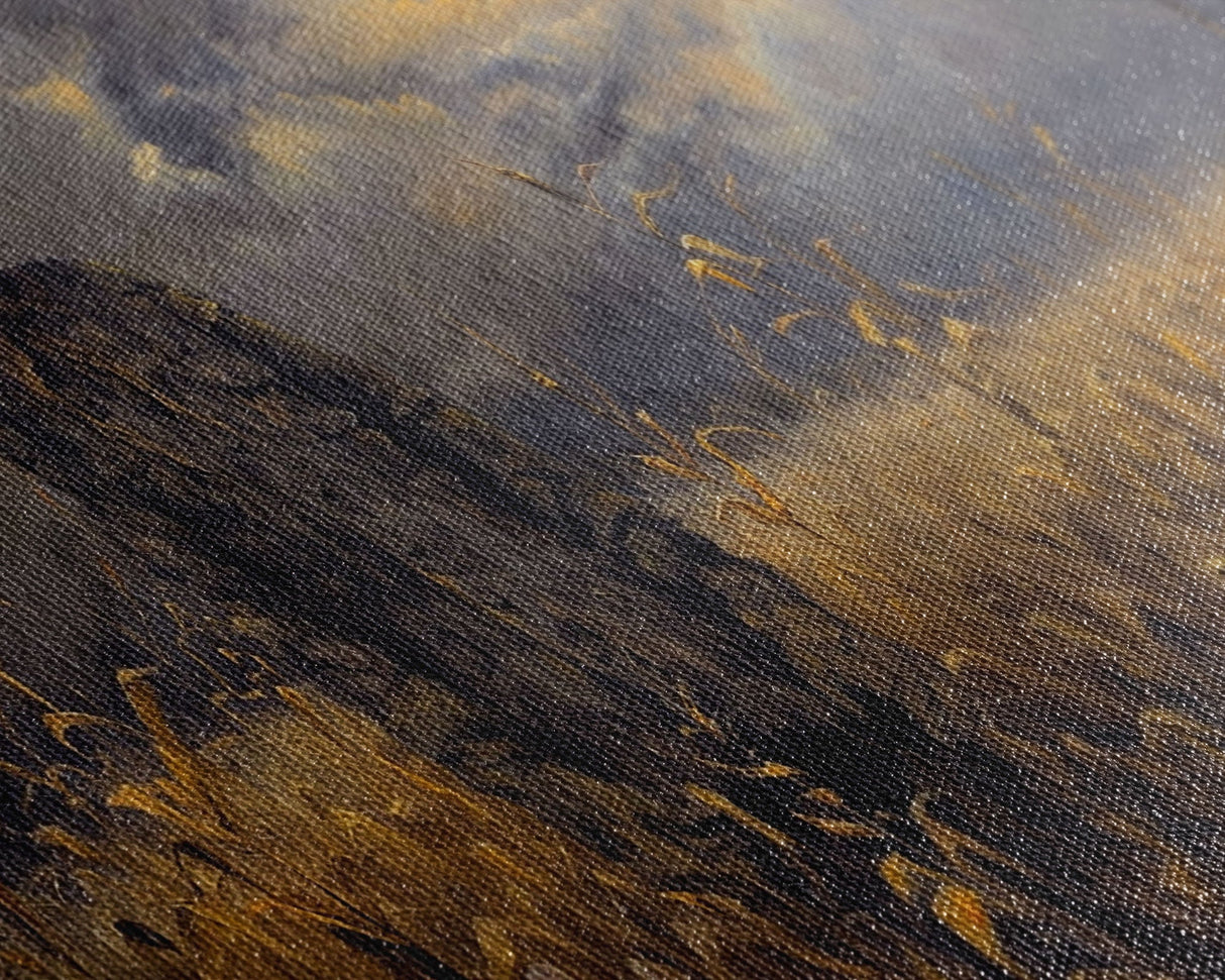 Scarecrow Under A Full Moon - Framed Canvas Print - Spooky Wall Art - Halloween Decor