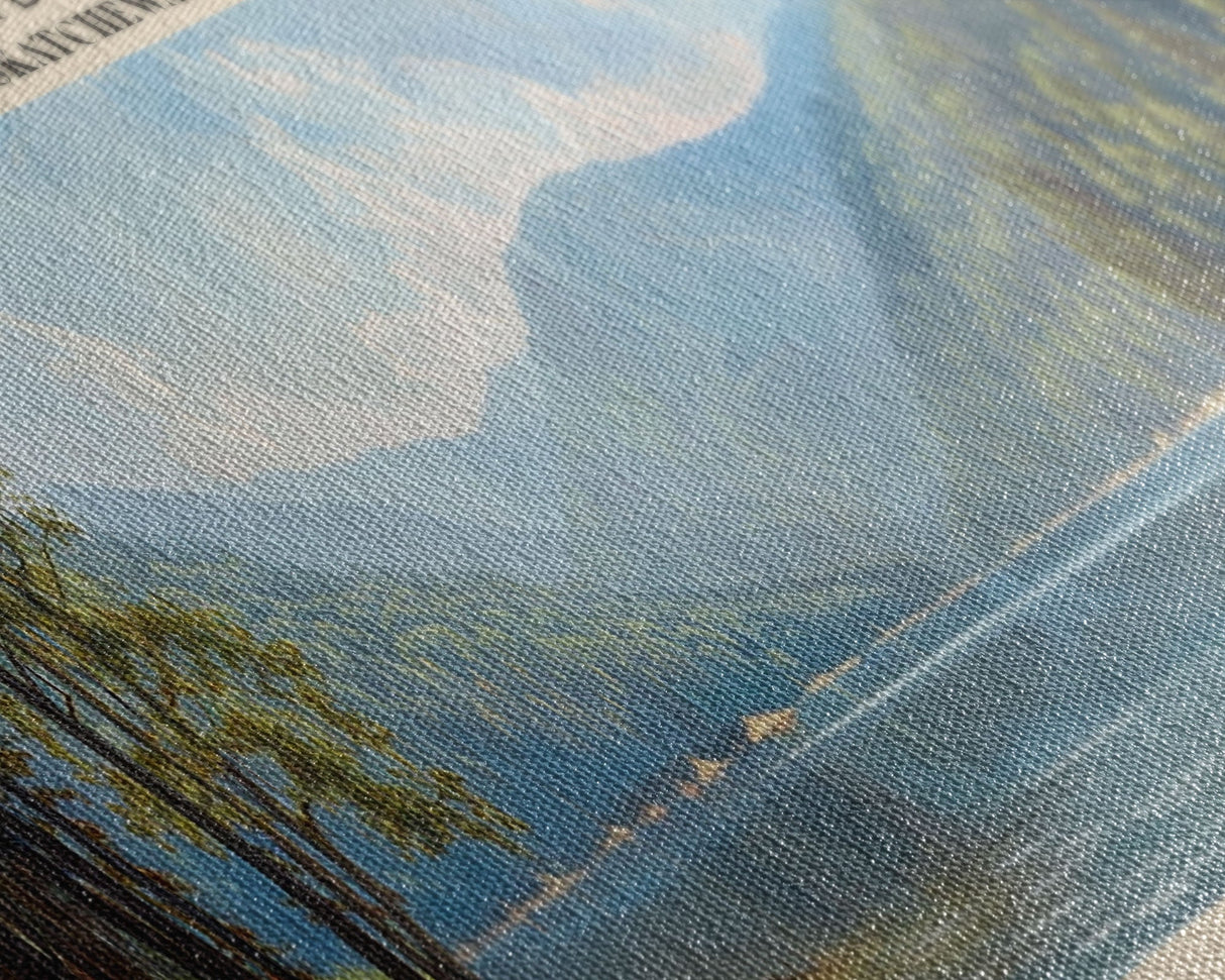 Big Sandy Lake Framed Canvas Print, Lake House Art, Panoramic Travel Poster, Scenic View, Modern Decor, Lake Painting