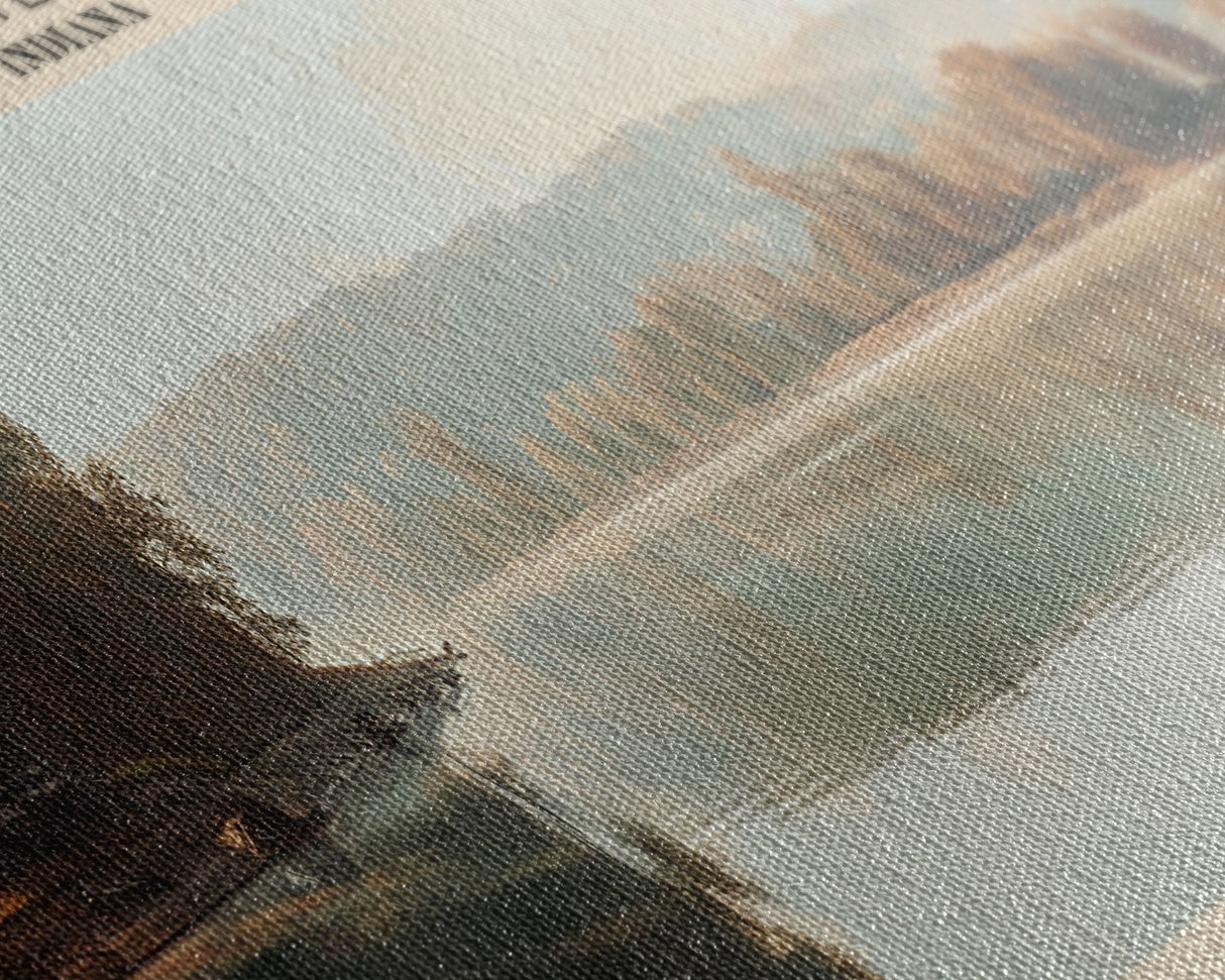 Brookville Lake Indiana Framed Canvas Print, Lake House Decor, Panoramic Wall Art, Travel Poster, Rustic Lake Painting, Nature Art