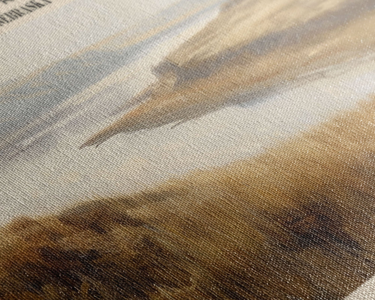 Calamus Reservoir Nebraska Framed Canvas Print, Panoramic Lake House Decor, Wall Art, Travel Poster, Rustic Lake Painting, Nature Art