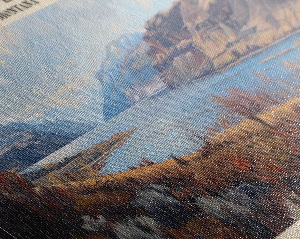 Canyon Ferry Lake Framed Canvas Print, Panoramic Lake House Decor, Wall Art, Travel Poster, Modern Lake Painting, Home Decor