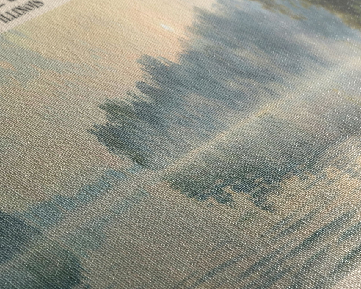 Carlyle Lake Illinois Framed Canvas Print, Lake House Decor, Panoramic Wall Art, Travel Poster, Rustic Lake Painting, Nature Art