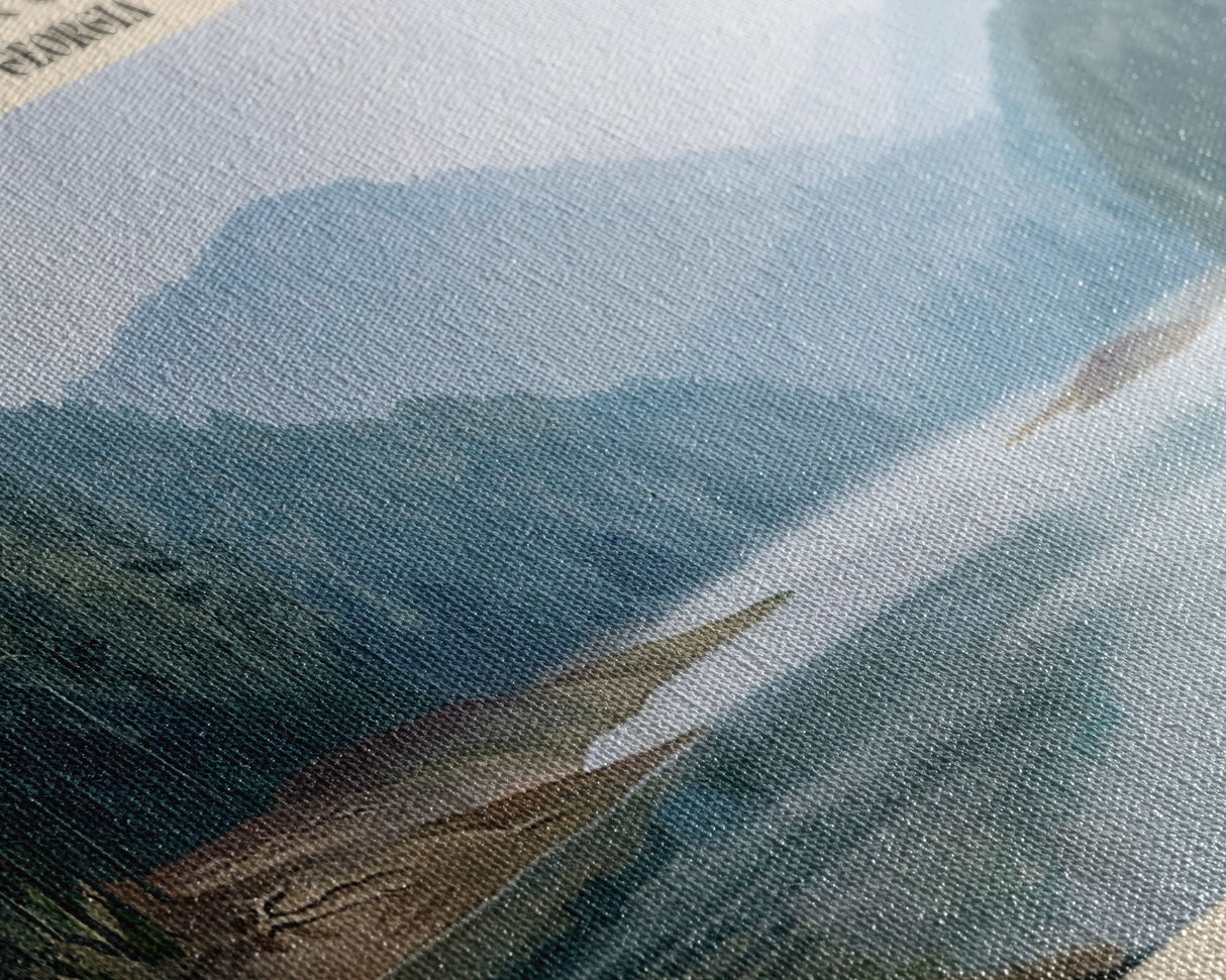 Carters Lake Georgia Framed Canvas Print, Panoramic Lake House Decor, Wall Art, Travel Poster, Rustic Lake Painting, Nature Art