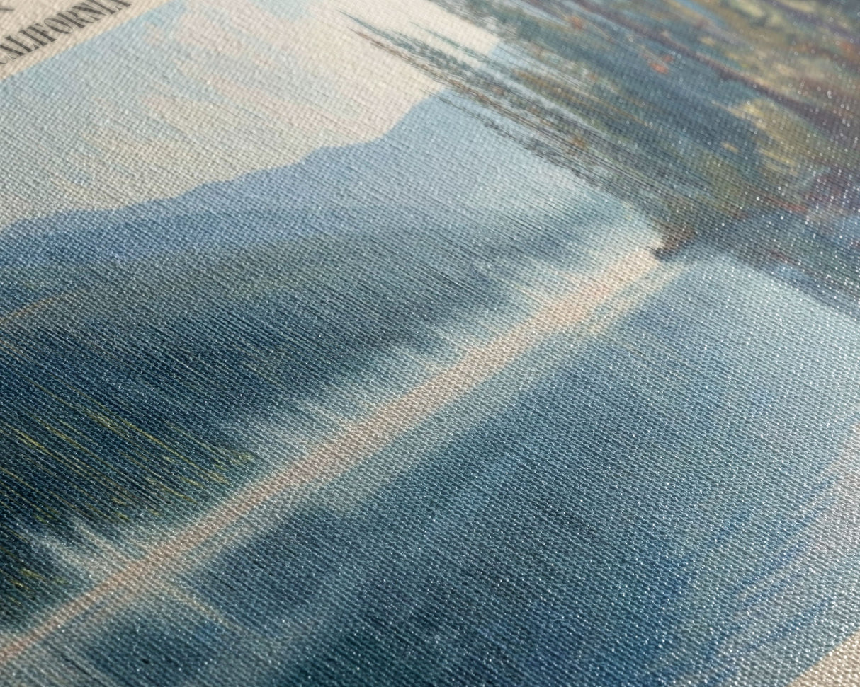 Clear Lake Framed Canvas Print, Lake House Art, Panoramic Wide Art, Travel Poster, Rustic Lake Painting, Home Decor