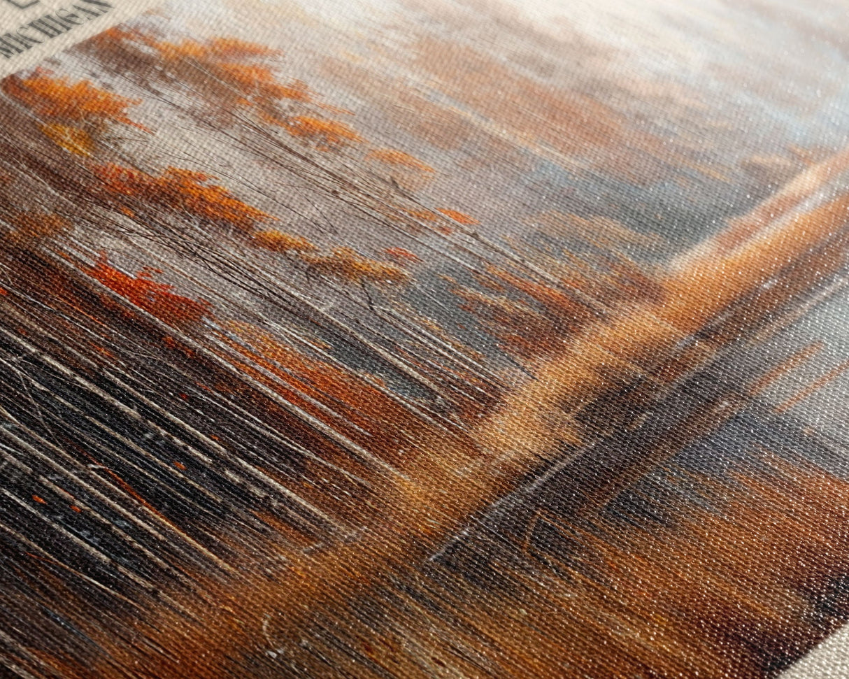 Elk Lake Michigan Framed Canvas Print, Lake House Art, Panoramic Wall Art, Travel Poster, Minimalist Lake Painting, Home Decor