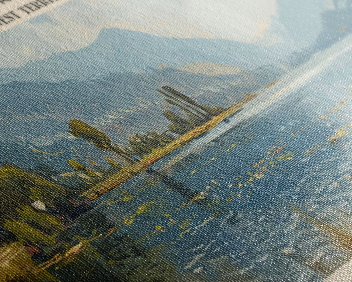 Keller Lake Framed Canvas Print, Panoramic Lake House Decor, Wall Art, Travel Poster, Scenic Lake Painting, Nature Art