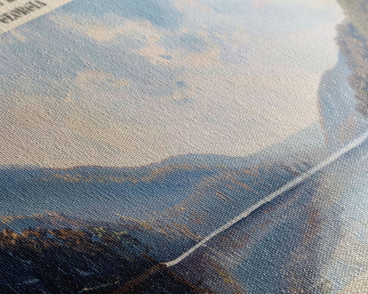 Lake Winfield Scott Georgia Framed Canvas Print, Lake House Decor, Panoramic Wall Art, Travel Poster, Scenic Landscape Painting, Rustic Art