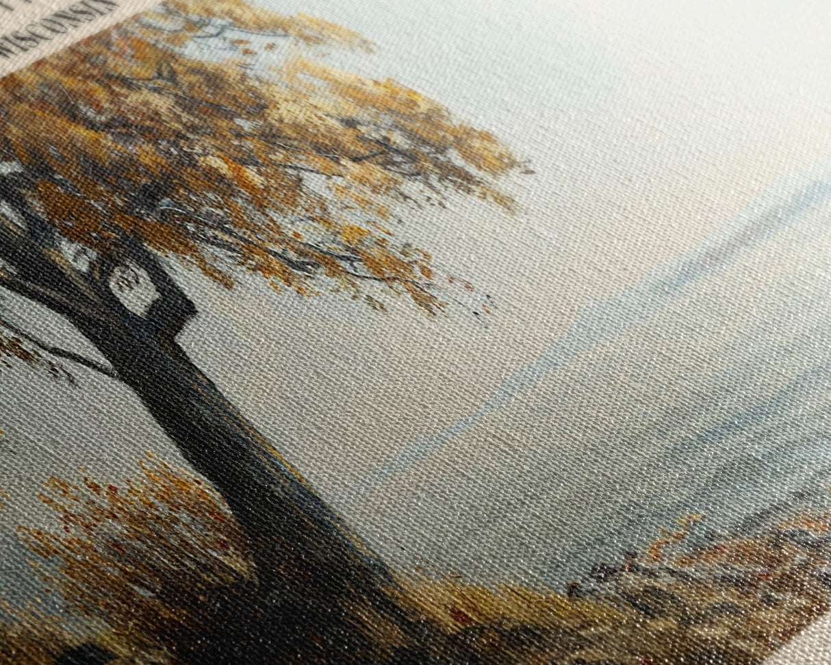 Lake Winnebago Framed Canvas Print, Lake House Decor, Panoramic Wall Art, Travel Poster, Beautiful Landscape Painting, Living Room Decor