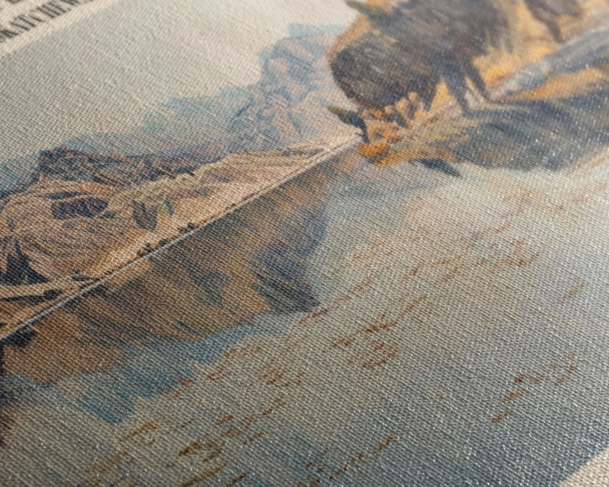 Lenore Lake Framed Canvas Print, Lake House Decor, Panoramic Wall Art, Travel Poster, Landscape Painting, Bedroom Decor