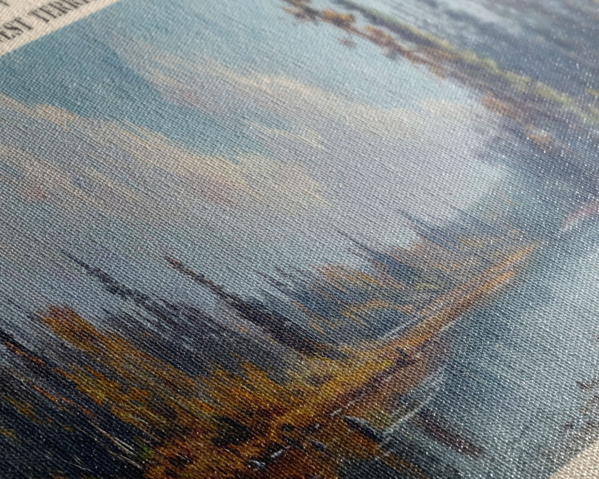 Trout Lake Canada Northwest Territories Panoramic Wall Art, Framed Canvas Print, Lake House Decor, Travel Poster, Beautiful Lake Scene, Home Decor