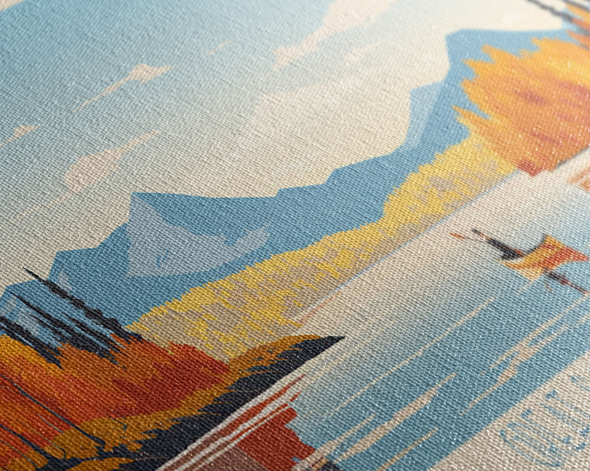 Great Sacandaga Lake New York Framed Canvas Print, Panoramic Art, Midcentury Modern, Pop Art, Bedroom Decor, Travel Poster, Lake House Art, Home Decor