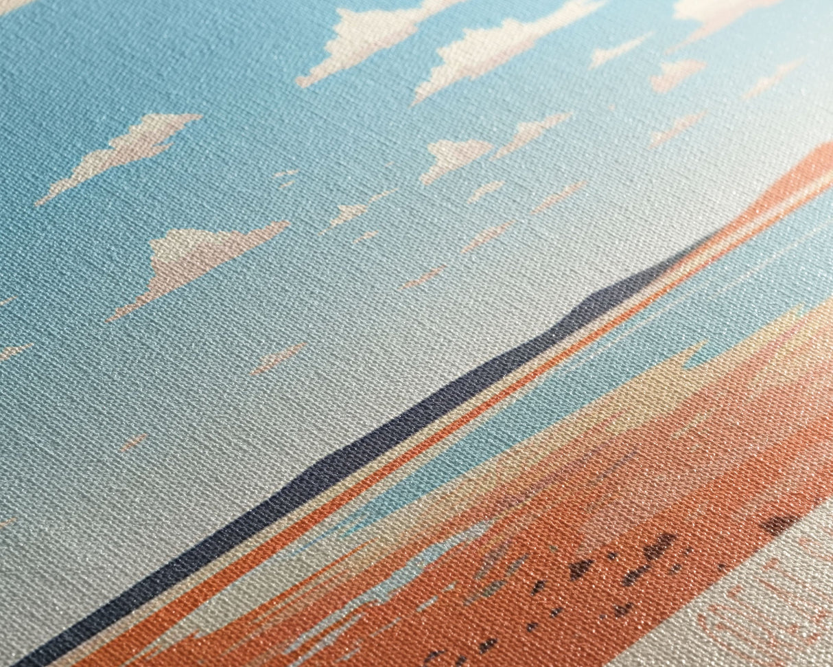 Great Salt Plains Lake Oklahoma Framed Canvas Print, Panoramic Art, Midcentury Modern, Pop Art, Bedroom Decor, Travel Poster, Lake House Art, Wall Art