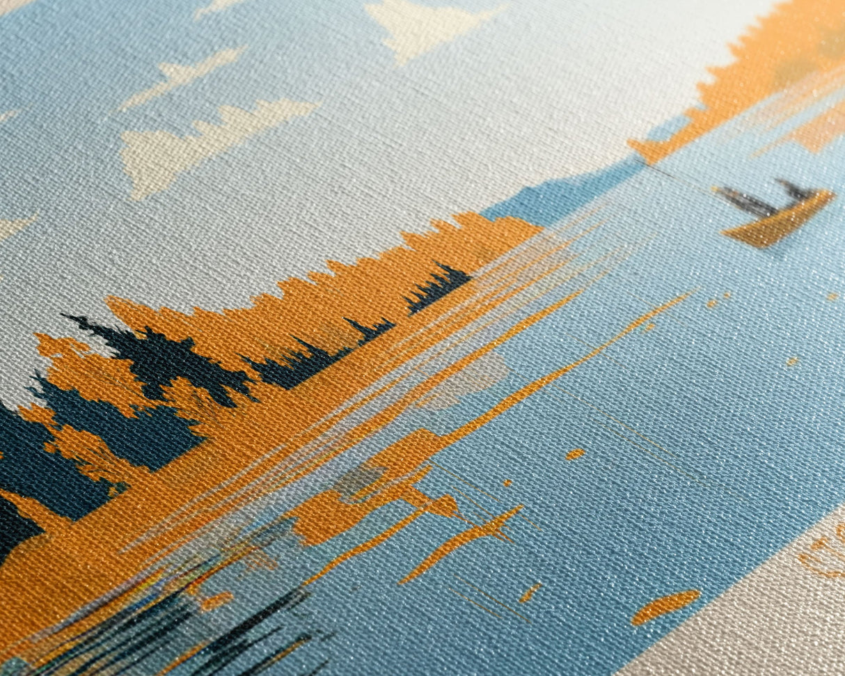 Storm Lake, Iowa Framed Canvas Print, Lake House Decor, Midcentury Modern Art, Pop Art, Travel Poster, Bedroom Wall Art