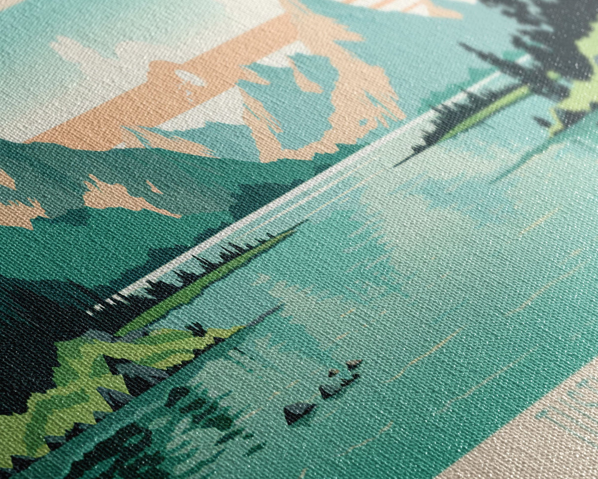 Tustumena Lake, Alaska Framed Canvas Print, Lake House Decor, Midcentury Modern Art, Pop Art, Travel Poster, Living Room Wall Art