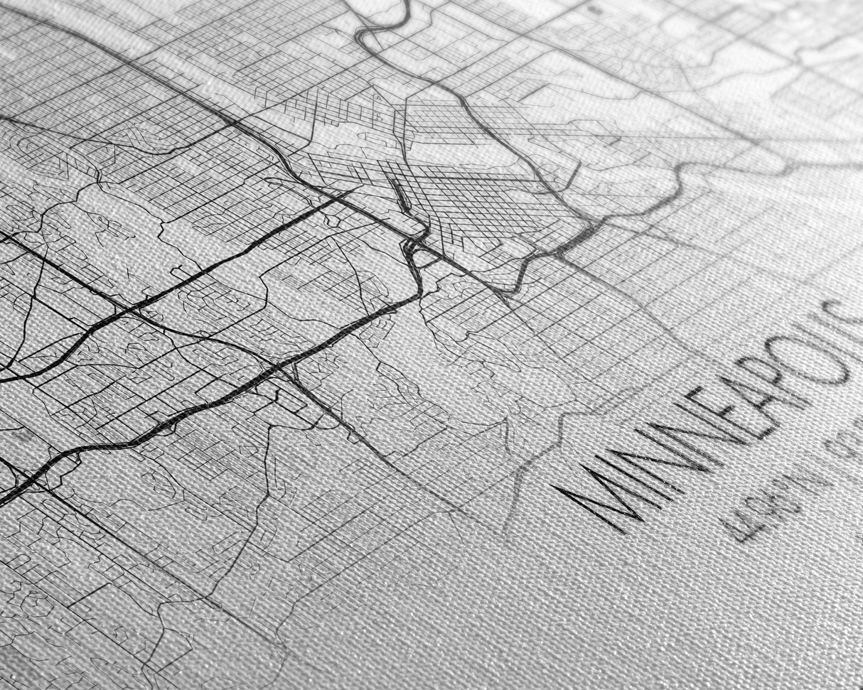 Minneapolis City Map, Minnesota Map, Map Art, Minimalist Wall Art, Wall Art, Canvas Art, Dorm Room Décor, Home Décor Wall Art, Gift For Dad