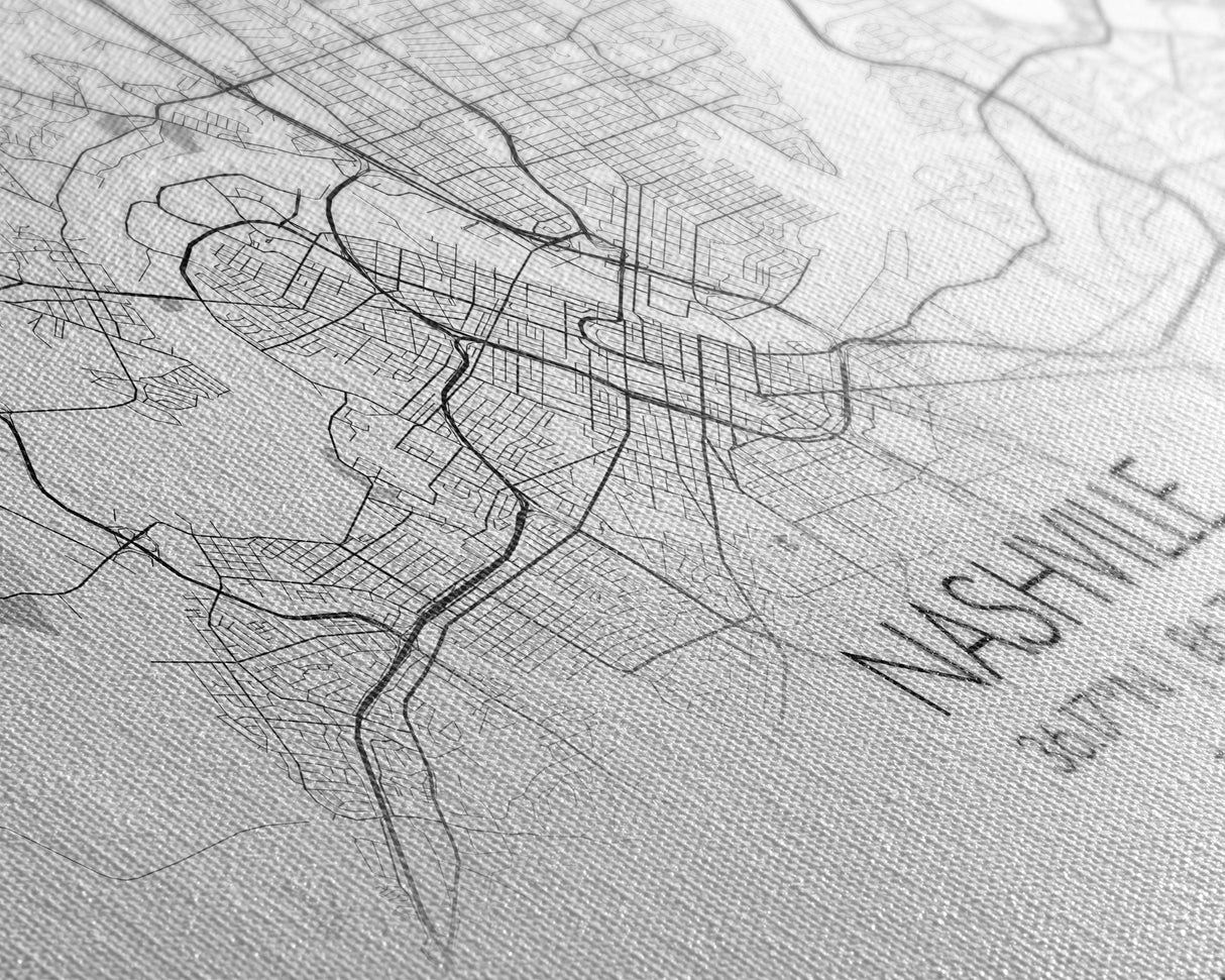 Nashville City Map, Tennessee Map, Map Art, Minimalist Wall Art, Wall Art, Canvas Art, Music Lover Gift, Country Décor, Landscape Wall Art