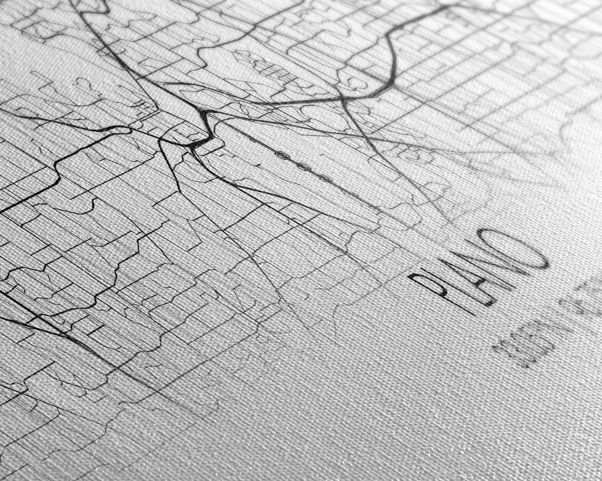 Panoramic Plano City Map, Texas Art, Map Print, Minimalist Wall Art, Canvas Art, Housewarming Gift, Street Map Art, Closing Gift