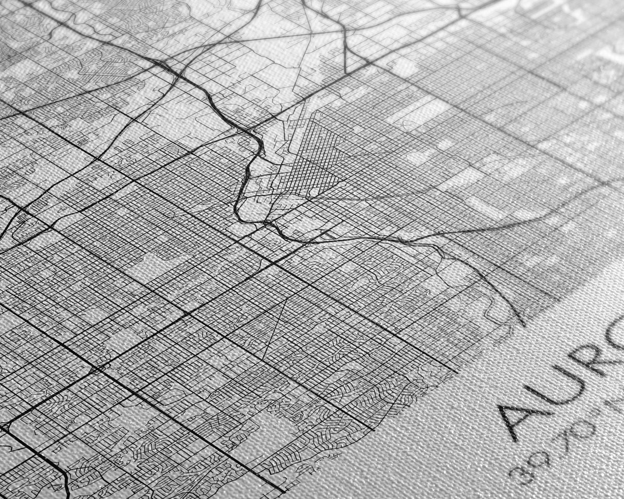 Aurora Street Map, Colorado Map, City Map Print, Travel Lover Gift, Above Bed Art, Minimalist Art, Wall Art, Canvas Print, Canvas Wall Art