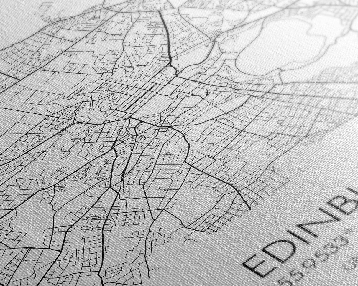 Edinburgh Street Map, United Kingdom Map, Europe City Map Art, Minimalist Art, Wall Art, Canvas Print, Travel Décor, Living Room Wall Art,