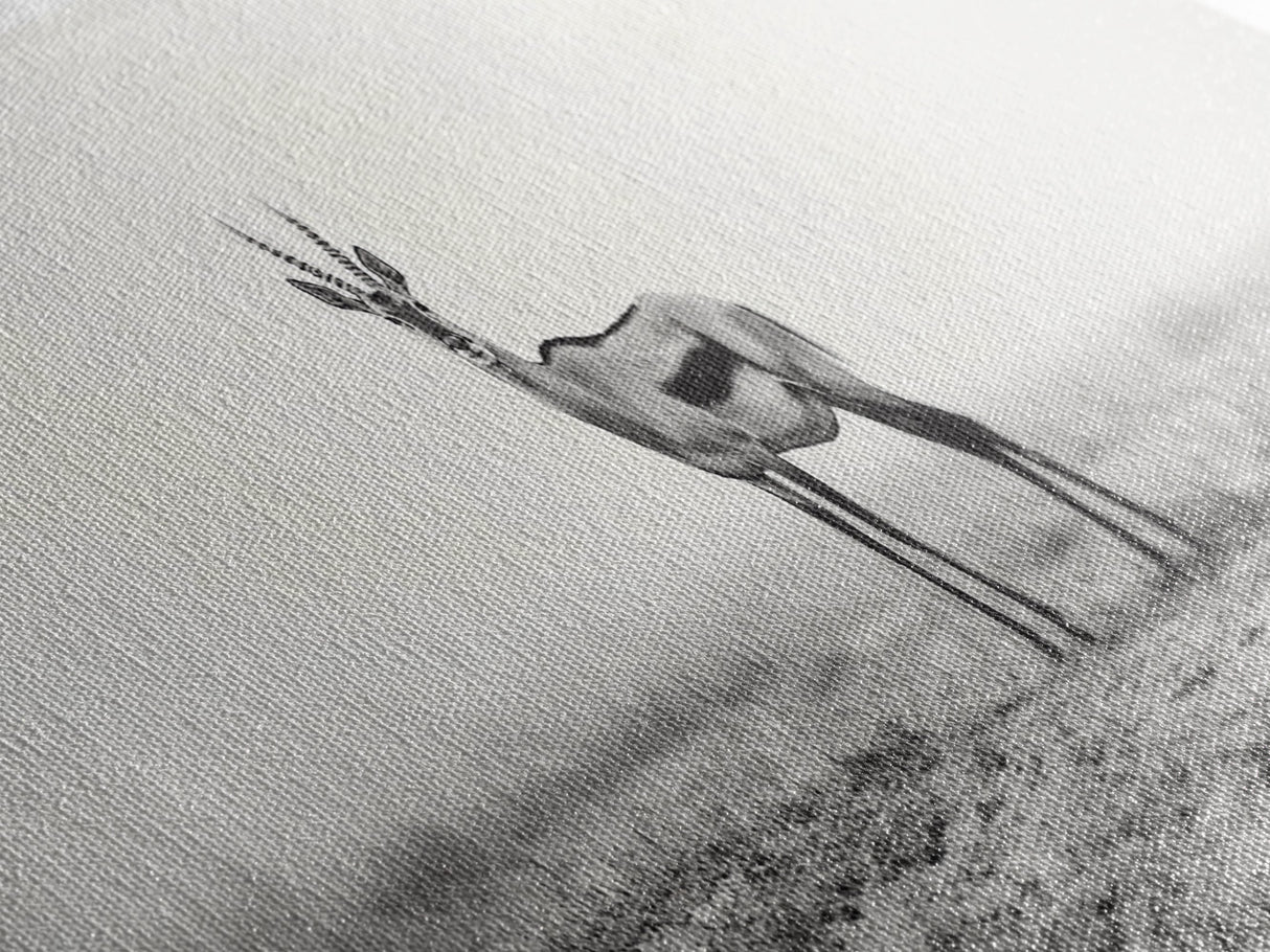 Lone Gazelle, moody art, southwest wall art, extra wide art, wabi sabi art, minimalist art, framed canvas print, panoramic painting