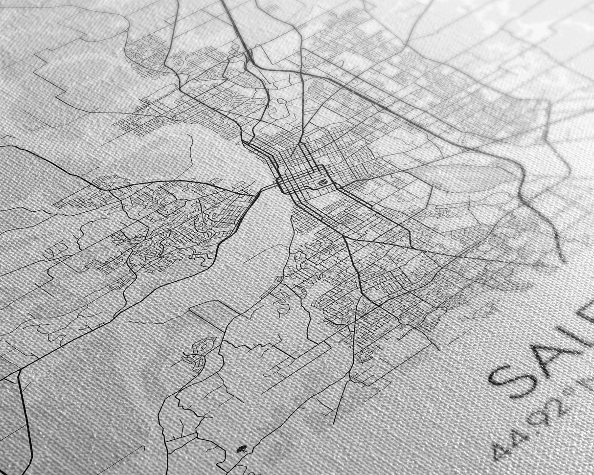Salem Street Map, Oregon Map, City Map Art, Minimalist Art, Wall Art, Canvas Print, Dorm Room Décor, Graduation Gift, Travel Wall Print