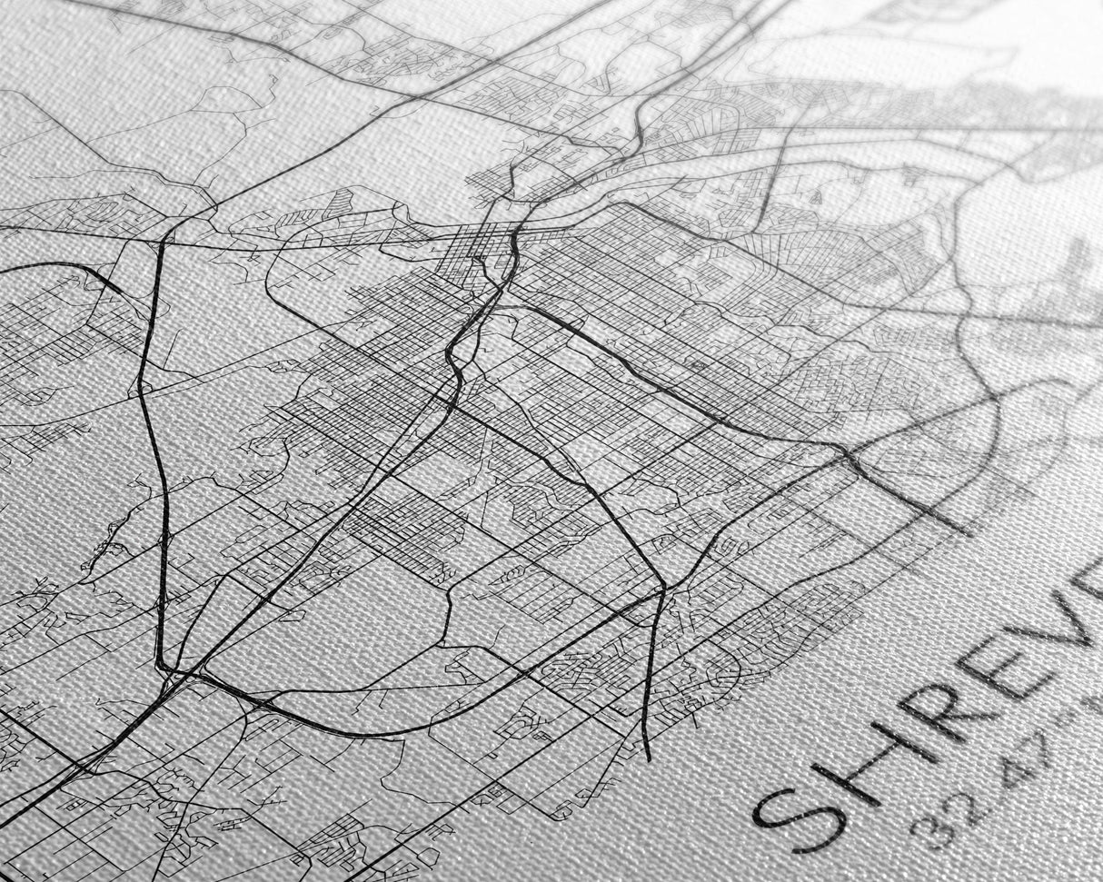 Shreveport Street Map, Louisiana Map, City Map Print, Minimalist Art, Wall Art, Canvas Print, Wall Decoration, Aviation Gift, Travel Décor