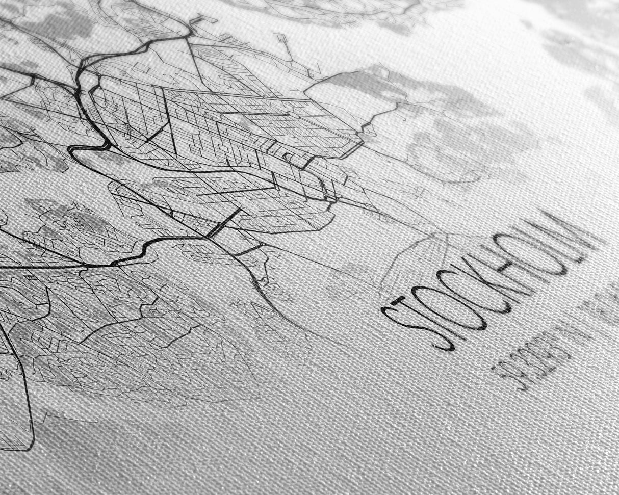 Panoramic Stockholm City Map, Sweden Art, Map Print, Minimalist Wall Art, Canvas Art, Housewarming Gift, Street Map Art, Closing Gift