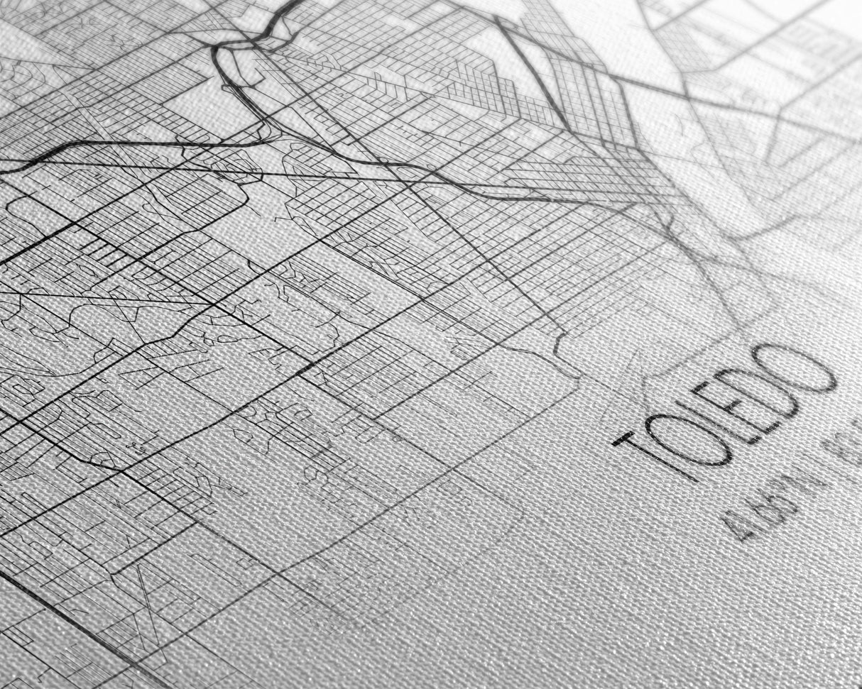Toledo City Map, Ohio Art, Map Print, Modern Wall Art, Wall Art, Canvas Art, Landscape Art Print, Gift For Boss, Ranch House Décor