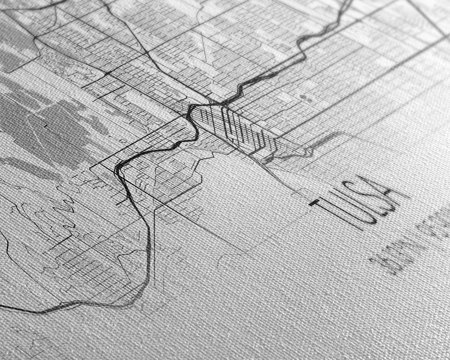 Panoramic Tulsa City Map, Oklahoma Art, Map Print, Minimalist Wall Art, Canvas Art, Housewarming Gift, Street Map Art, Closing Gift