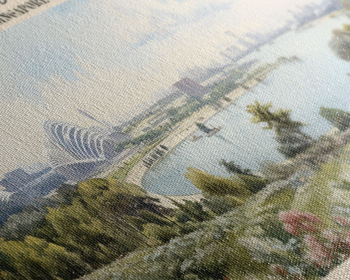 Gardens by the Bay COUNTRY | Framed Travel Poster Canvas Print | Trendy Wall Art | Watercolor Painting | Living Room Art | Unique Art