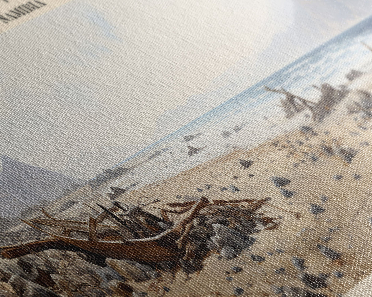 The Skeleton Coast Travel Poster Print, Framed Canvas Print, COUNTRY Travel Art, Wood Framed Art, Wall Hanging, Home Decor