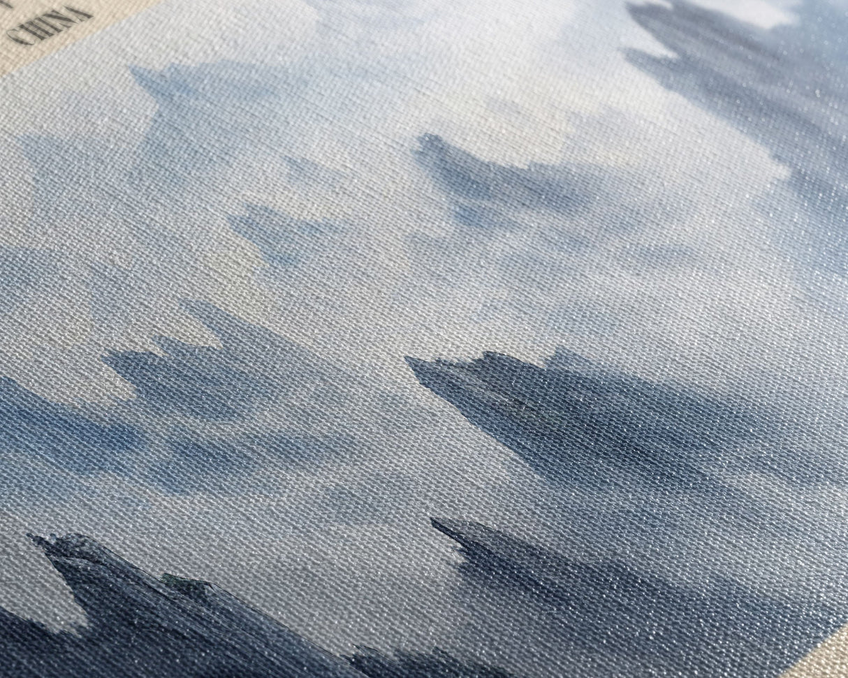 Tianmen Mountain Travel Poster Print, Framed Canvas Print, COUNTRY Travel Art, Wood Framed Art, Wall Hanging, Home Decor