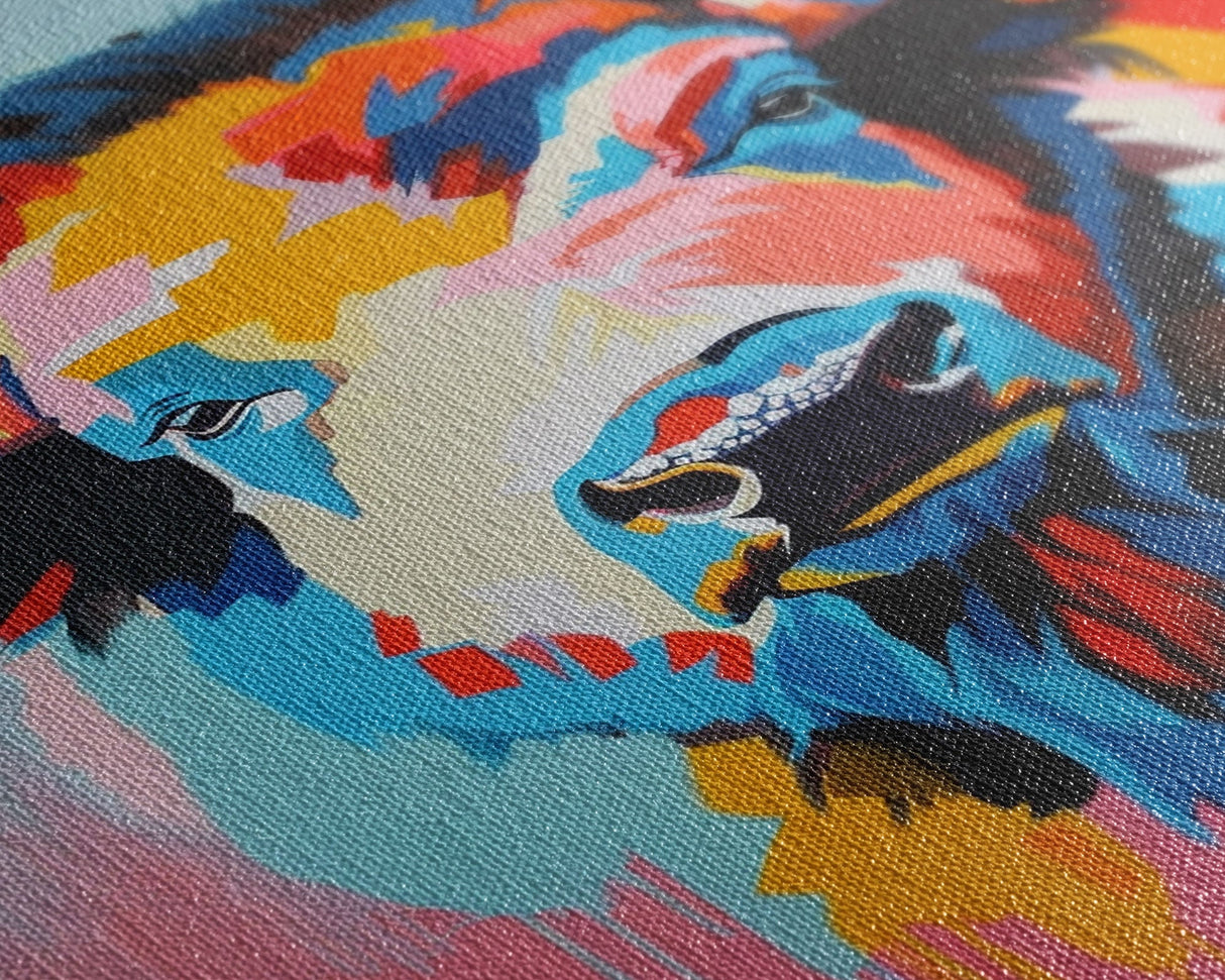 Colorful Bison Head in Pop Art Style - Framed Canvas Print, Animal Decor, Bison Art for Bedroom, Vibrant Wall Art for Living Room