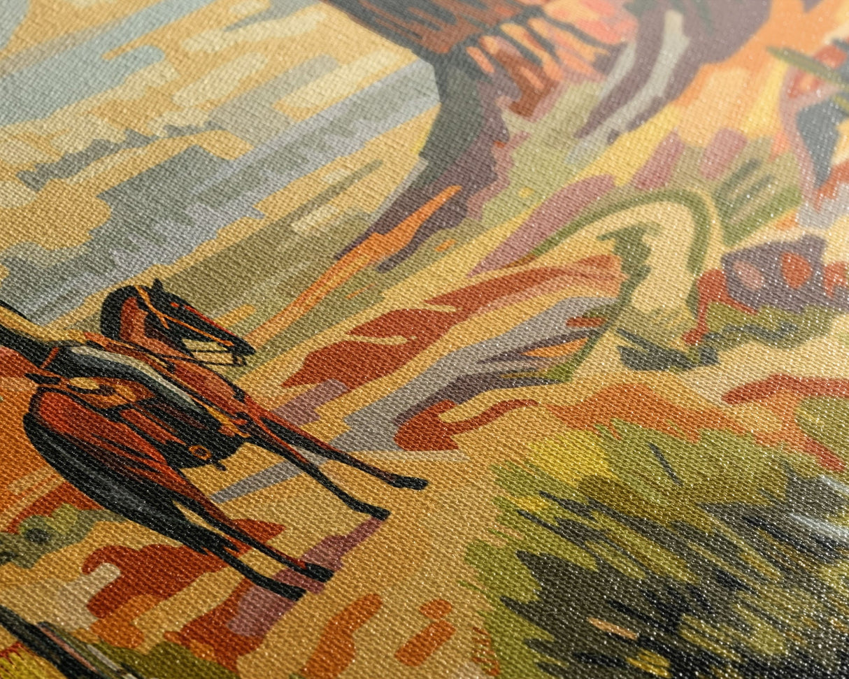 Cowboy Overlooking Desert Canyon, Framed Canvas Print for Rustic Living Room Decor, Western Wall Art, Home and Bedroom Decoration