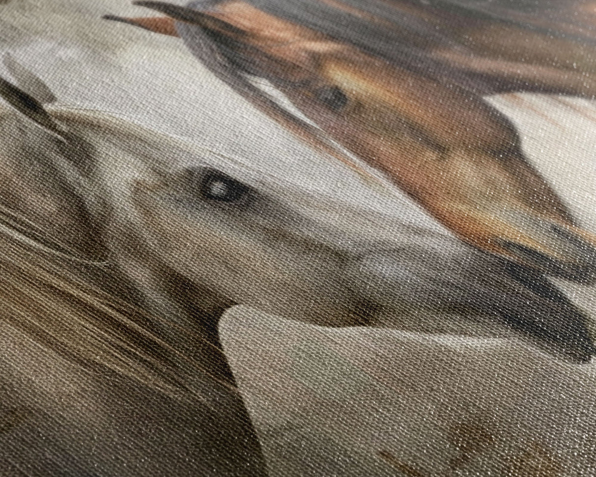 Cowboy Riding in Desert Landscape, Framed Canvas Print for Rustic Living Room Decor, Western Art for Home and Bedroom Decoration