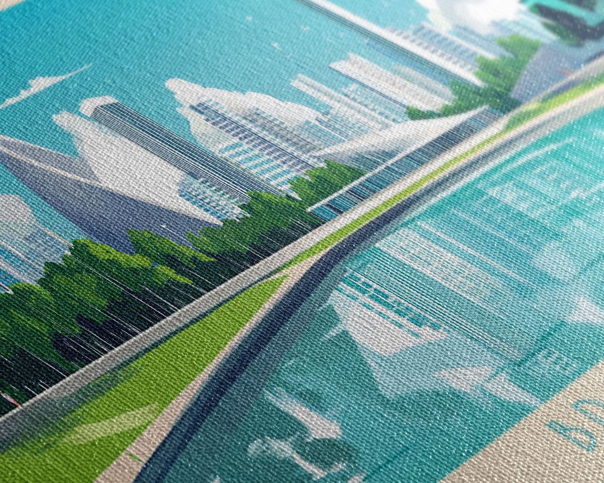 Brasilia, Brazil Panoramic Travel Poster Canvas Print, Brasilia, Brazil Painting, Brazil Art, Brasilia Panoramic Travel Art, Travel Painting