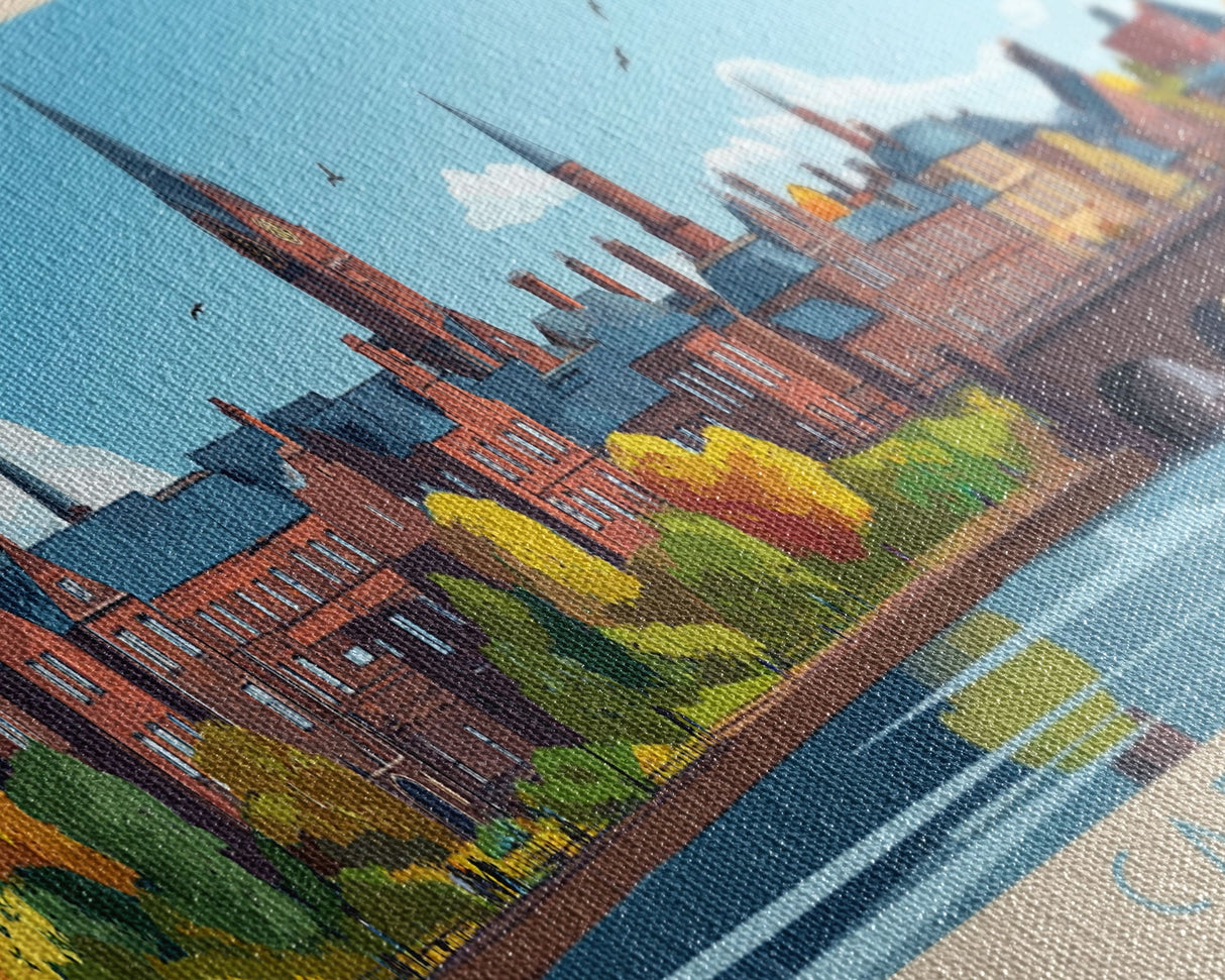 Carlisle, England Travel Poster Panoramic Canvas Print, Carlisle, England Painting, England Art, Carlisle Travel Art, Guest Room Painting