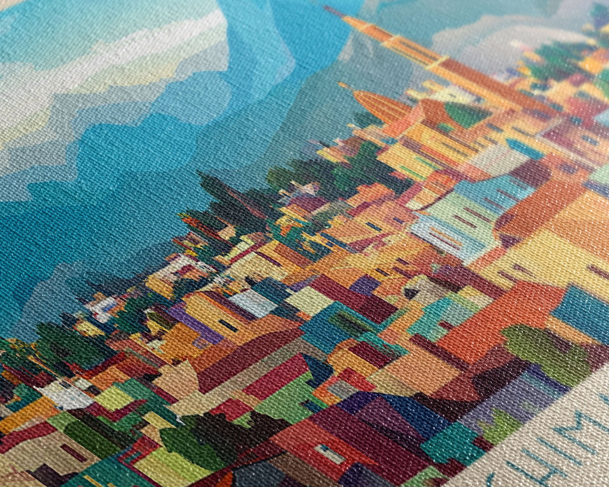 Chimalhuacan, Mexico Panoramic Travel Poster Canvas Print, Chimalhuacan, Mexico Painting, Mexico Art, Chimalhuacan Travel Art, Guest Room Painting