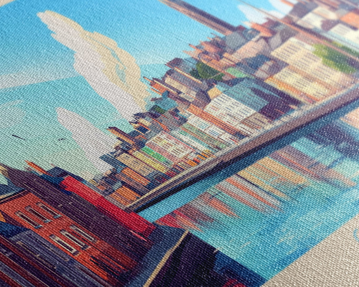 Cork, Ireland Panoramic Travel Poster Canvas Print, Cork, Ireland Painting, Ireland Art, Cork Travel Art, Living Room Painting