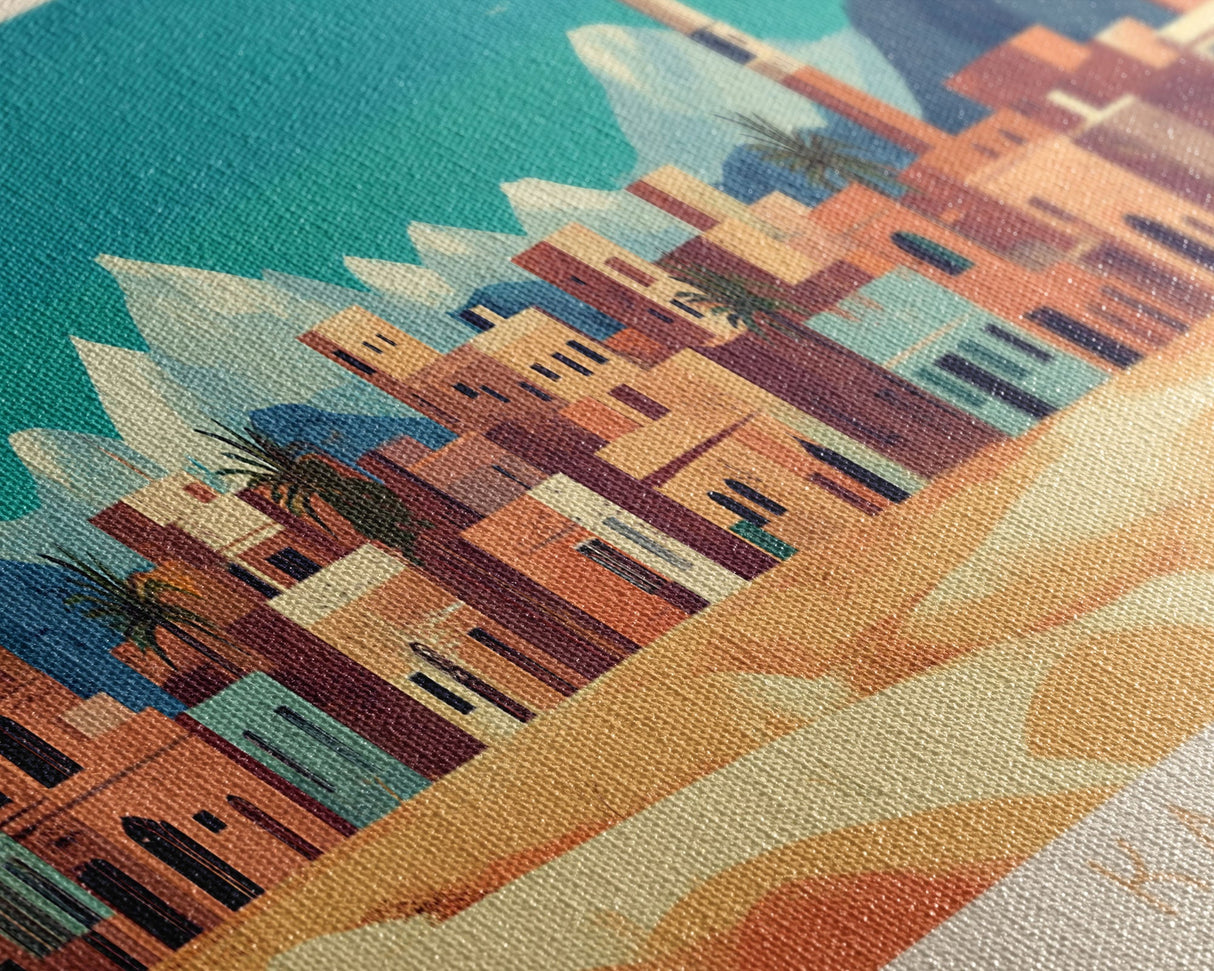 Kassala, Sudan Panoramic Travel Poster Canvas Print, Kassala, Sudan Painting, Sudan Art, Kassala Travel Art, Guest Room Painting