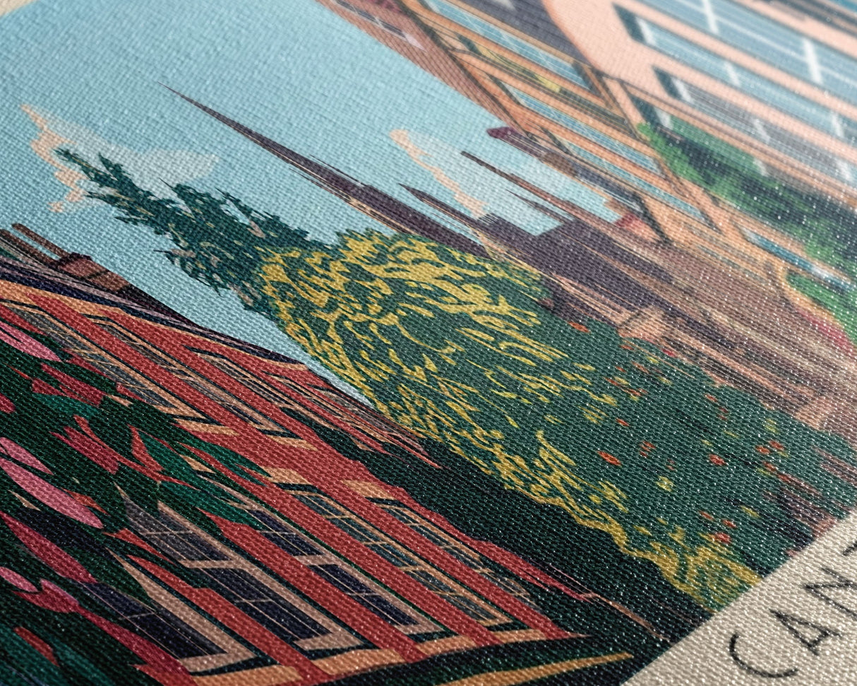 Canterbury, England Panoramic Canvas Print, Canterbury, England Painting, England Art, Canterbury Travel Poster, Travel Art, Vacation Gift