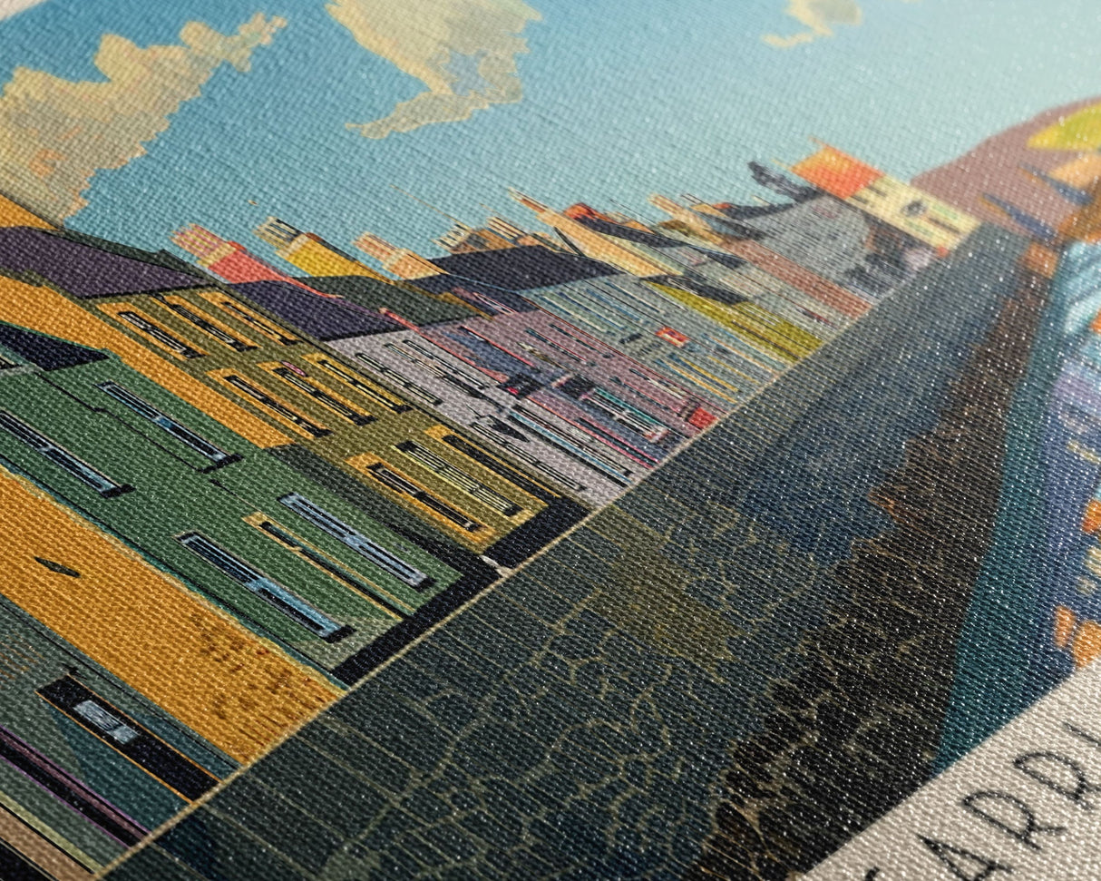 Carrickfergus, Ireland Panoramic Canvas Print, Carrickfergus, Ireland Painting, Ireland Art, Carrickfergus Travel Poster, Travel Art, Living Room Painting