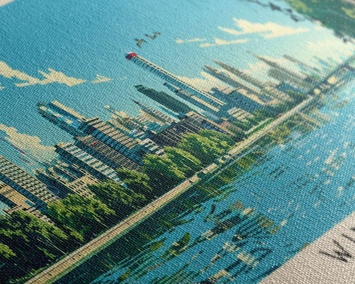 Winnipeg, Canada Panoramic Canvas Print, Winnipeg, Canada Painting, Canada Art, Winnipeg Travel Poster, Travel Art, Guest Room Painting