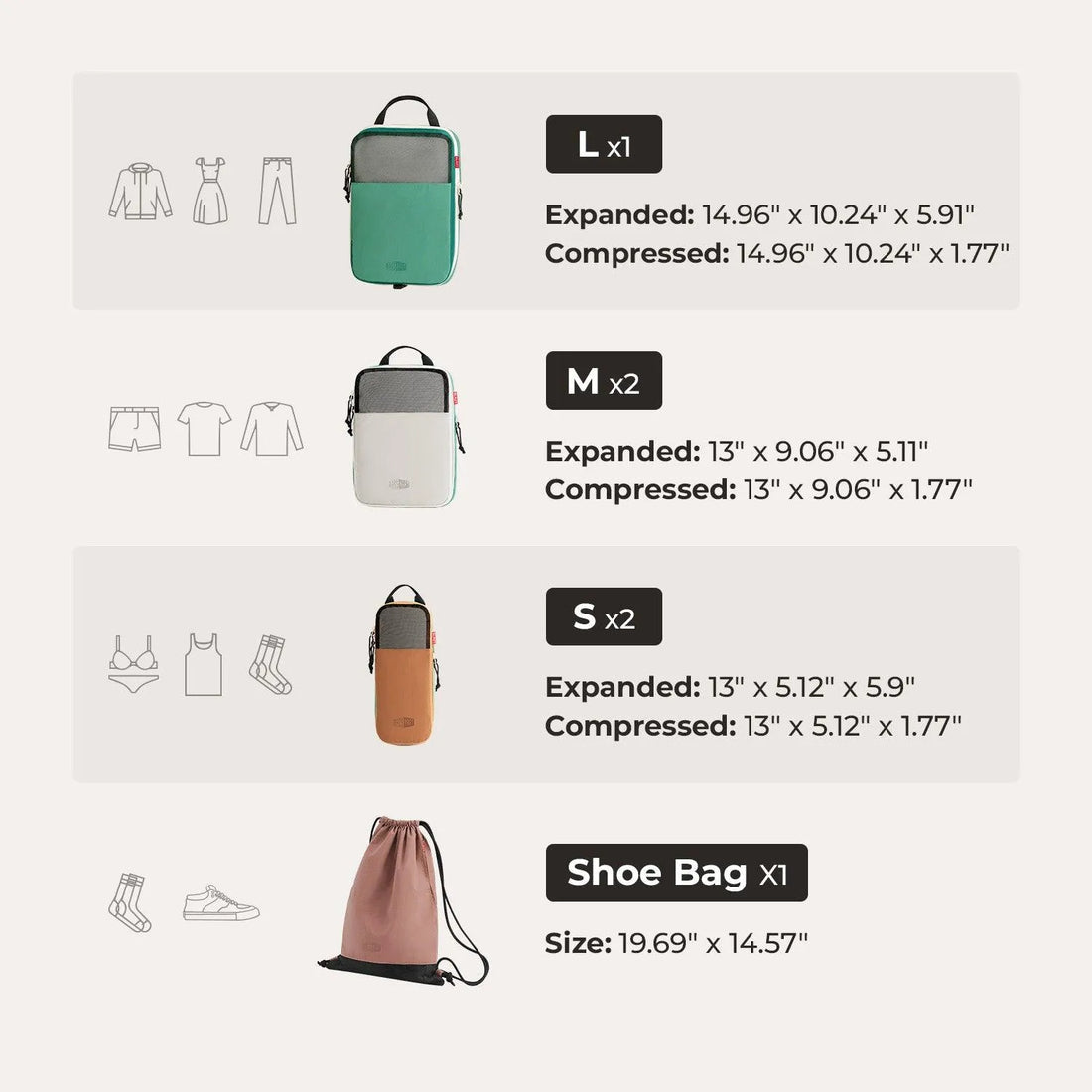 Blast Packing Cubes, 6 PCS Set by Bagsmart