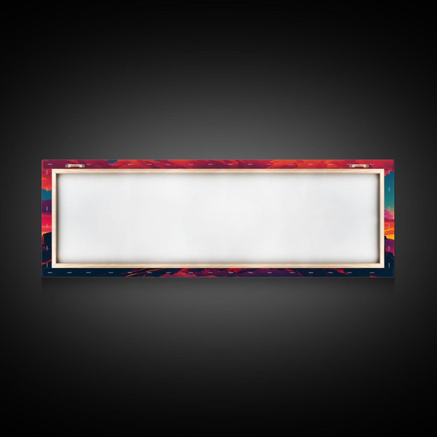 Panoramic Framed Canvas for Living Room, Bedroom - Synthwave Mountain Landscape Painting, Beautiful Landscape Art Print